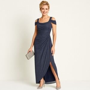 Alex Evenings Navy Asymmetrical Dress